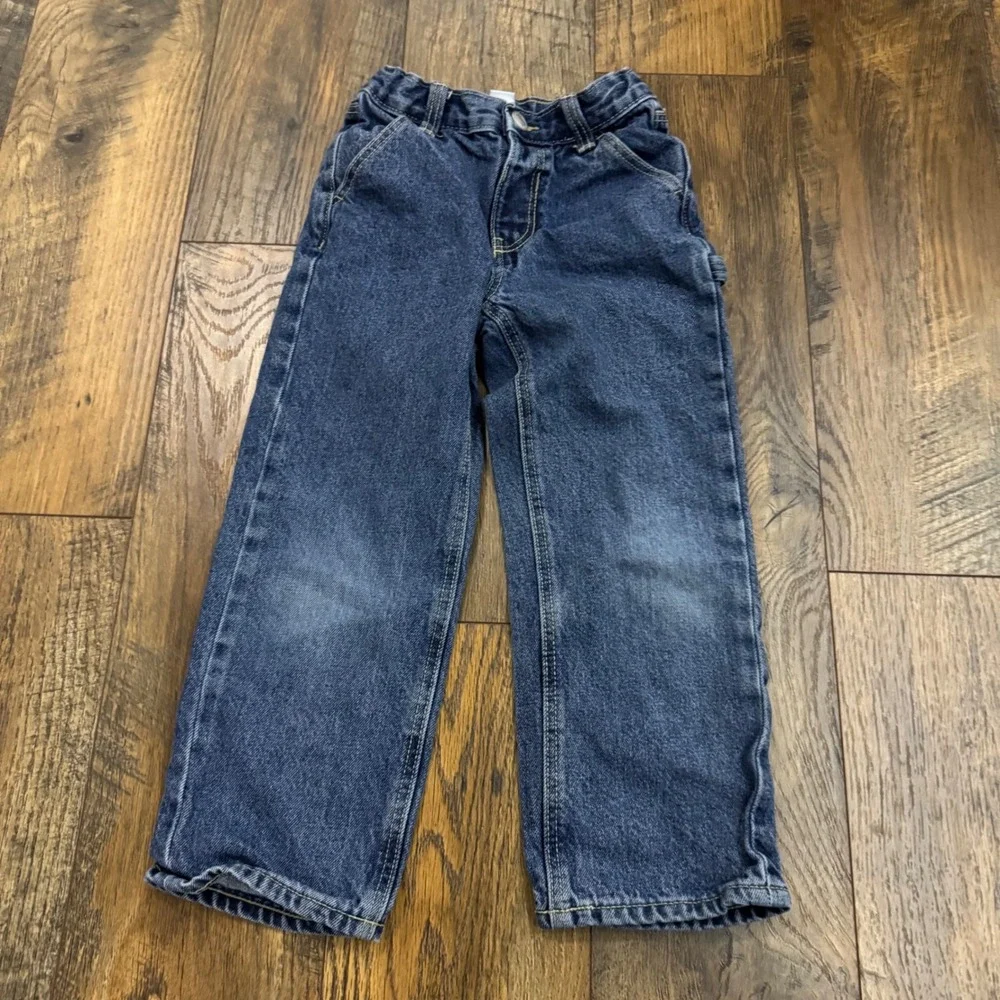 Old Navy Boys 5T Jeans Bundle Baggy Carpenter & Straight Leg Blue Denim 2 Pack